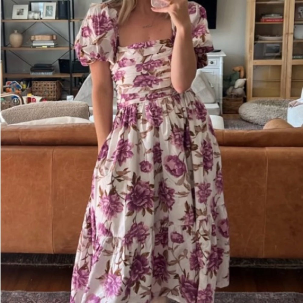 Abercrombie & Fitch Lavender Floral Midi Dress